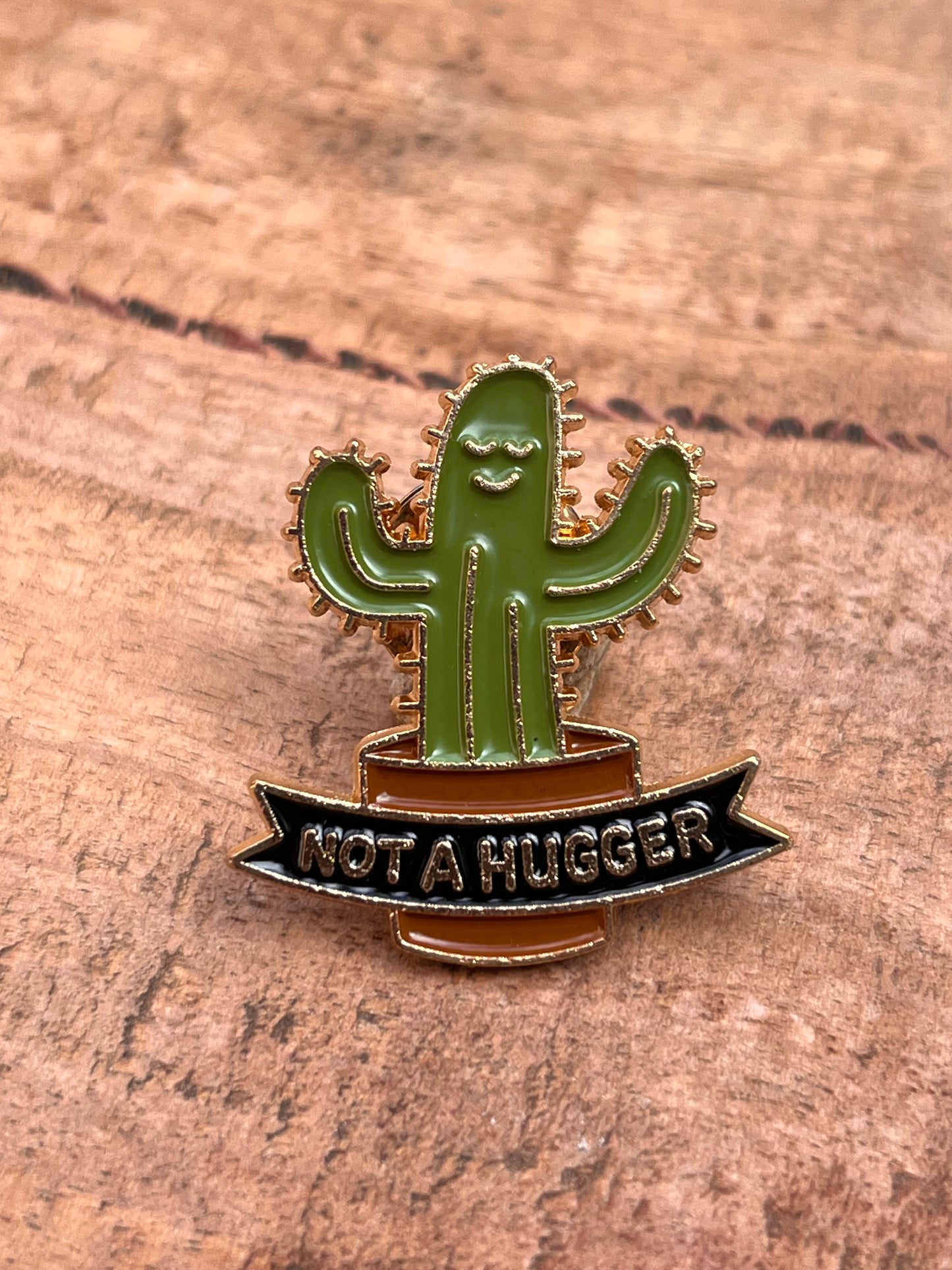 "Not a Hugger" 🌵Cactus Enamel Pin