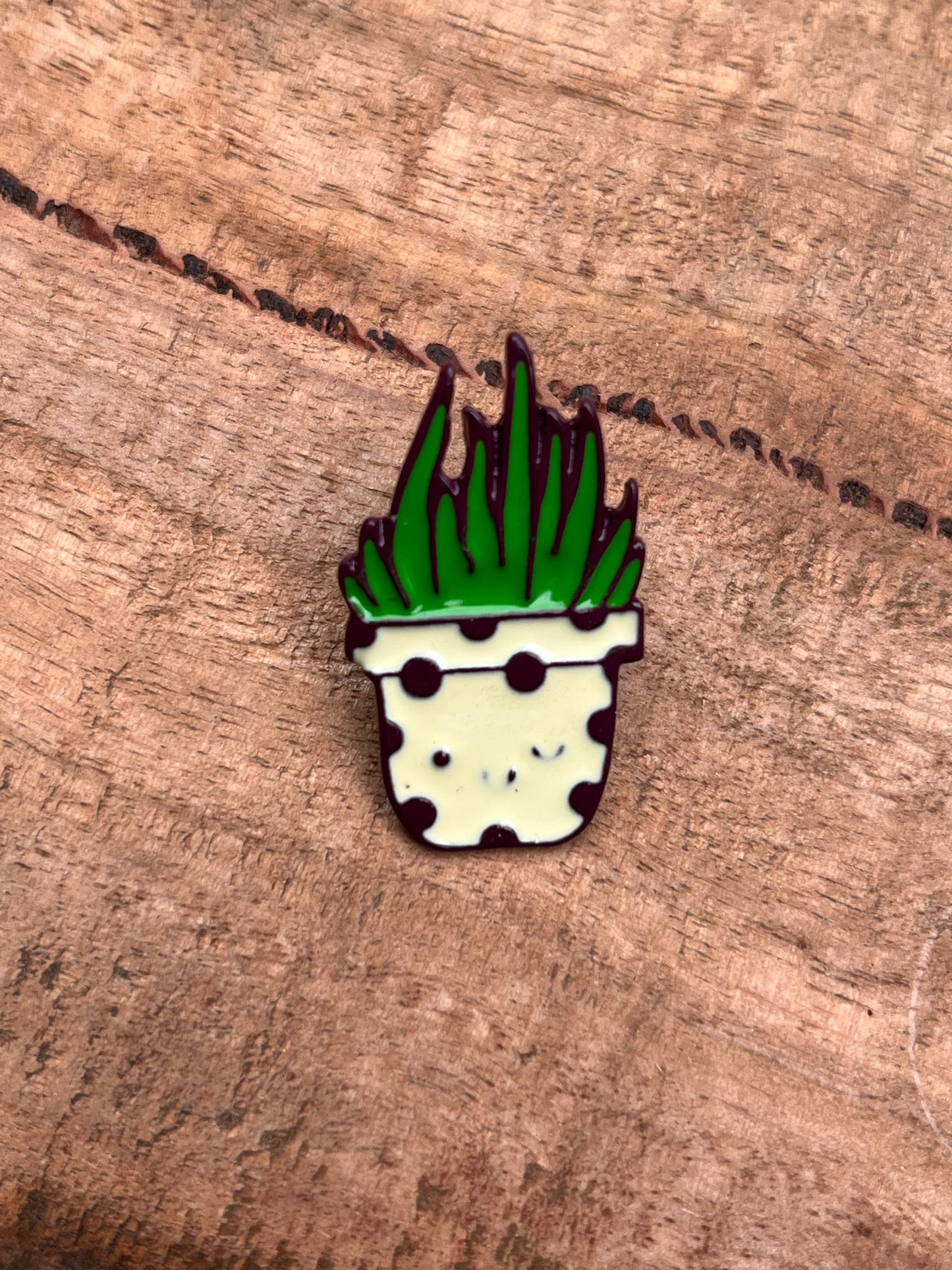 Spotted Cream Pot Succulent Enamel Pin