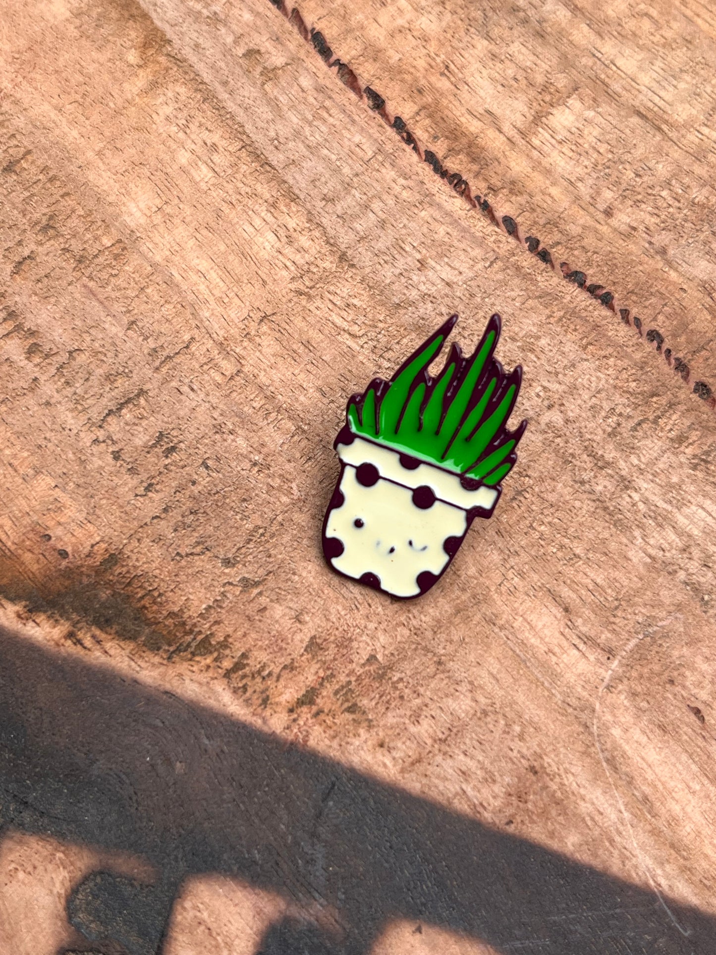 Spotted Cream Pot Succulent Enamel Pin