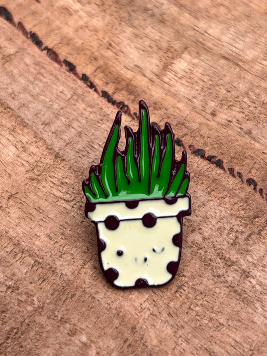 Spotted Cream Pot Succulent Enamel Pin